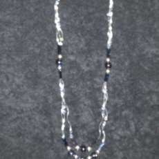 Blue Gold-Stone, Swarovski Crystal & Silver Plate Triple Strand