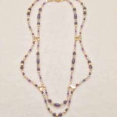 Amethyst, Swarovski Crystal, & Gold Plate Scallop