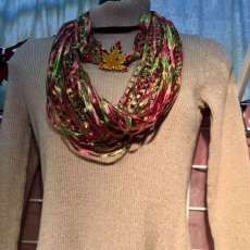 Fall Color Infinity Scarf With Pin