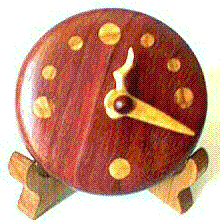 PurpleHeart Desk Clock with Olivewood dots, and Maple hands
