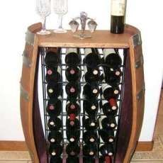 Wine Barrel Cabinet holds 32 bottles of wine