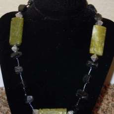 Korean Jade and Black Quartz Crystal necklace