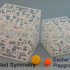 "Twisted Symmetry" (left), "Escher's Playground" (right)