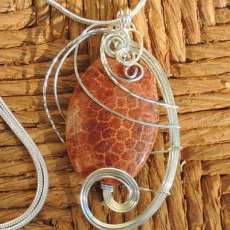 Coral Fosil / Sterling Silver Pendant