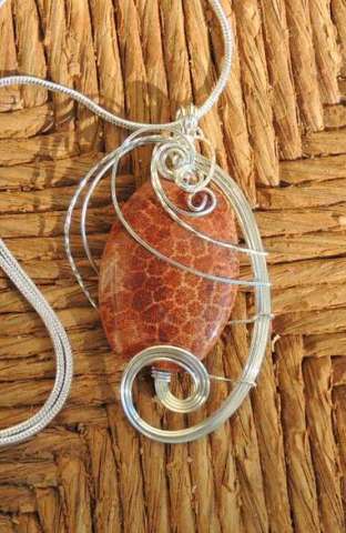 Coral Fosil / Sterling Silver Pendant
