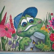 frog with fireflies