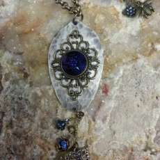 Cobalt Glass Button Necklace