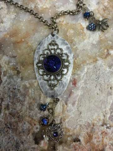 Cobalt Glass Button Necklace