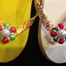Flower Flops with pearl and bead trim