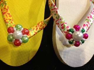 Flower Flops with pearl and bead trim