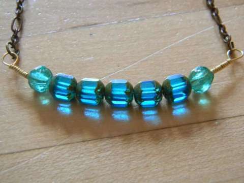 Aqua Necklace with Mixed Metals