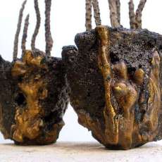 Hypertufa planter sculpture duo