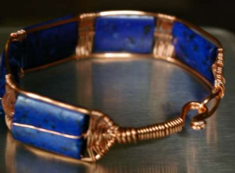 Blue Jasper and copper bangle bracelet