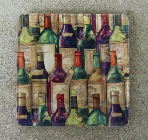 Fabric Backed Glass Plate Wine Bottles