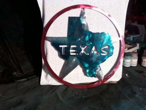 Circle with Texas and Star-Airbrushed
