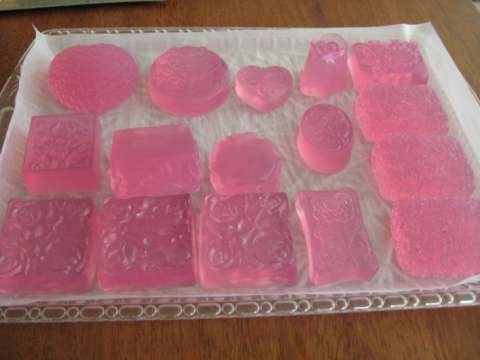 Raspberry in clear Glycerin soap