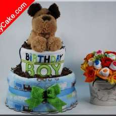 Diaper Cake and sock bouquet