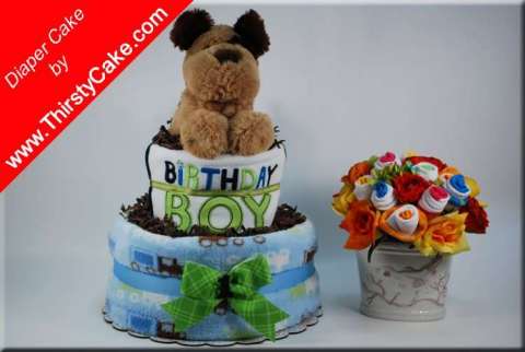 Diaper Cake and sock bouquet
