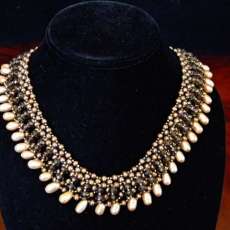 smoky quartz and fresh water pearl cleopatra collar