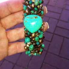 turquoise, fwp and crystal cuff