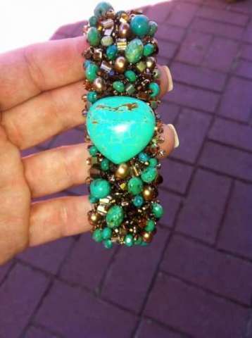 turquoise, fwp and crystal cuff