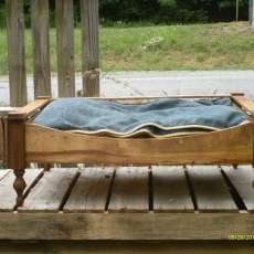 wooden dog bed