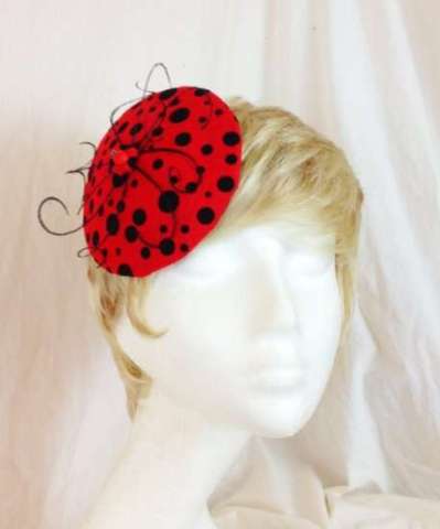 Lady bug derby hat hair fascinator clip