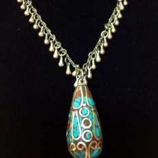 Turkish turquoise and red coral gypsy necklace