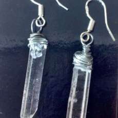 Silver wrapped quartz earrings