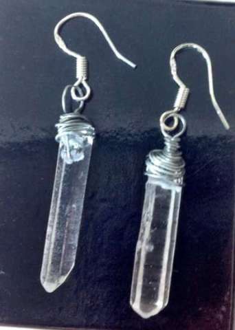 Silver wrapped quartz earrings