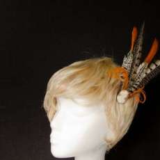 pheasant tail feather and vintage cameo hair bobby pin fascinator