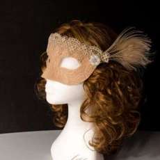 gold pearl and ivory peacock feather masquerade mask