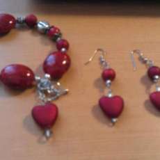 Red Bracelet and Ear ring set