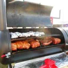Pork butts and briskits on the smoker