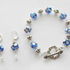 Blue Steel Bracelet Earring Set