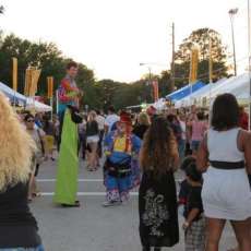stilt walking at a festival 2013