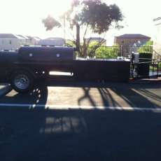 A view of the smoker trailer