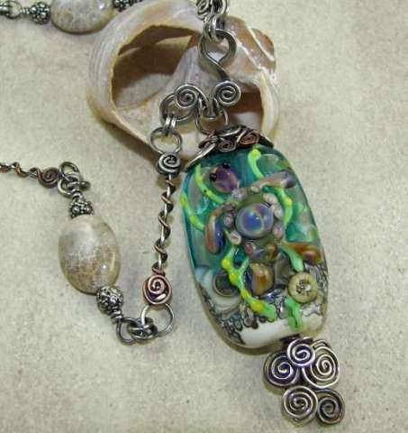 Sea Turtle Lampwork Focal & Wirework