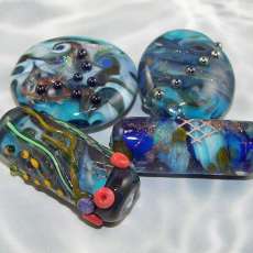 Blues - lampwork beads