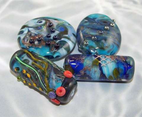 Blues - lampwork beads