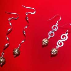 Silver and Gold Pave Earrings'