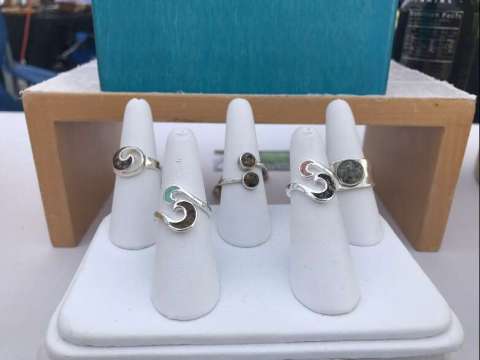 Sterling Silver Rings With Beach Sand