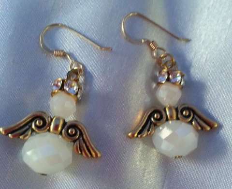 gold angel earrings