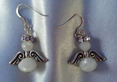 silver angel earrings