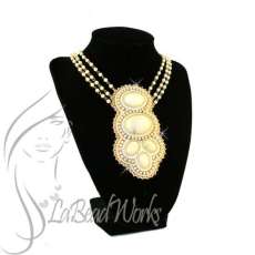 Beaded Marble Cabochons Necklace