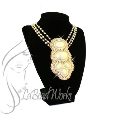 Beaded Marble Cabochons Necklace