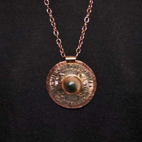 Bronze and Copper Eye of Shiva Pendant on Chain