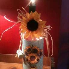 Sunflower Lighted Wine Bottle