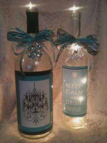 Tiffany Blue Lighted Bottles