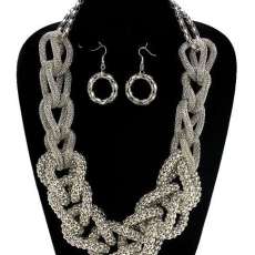 Chunky Silver Mesh Statment Necklace